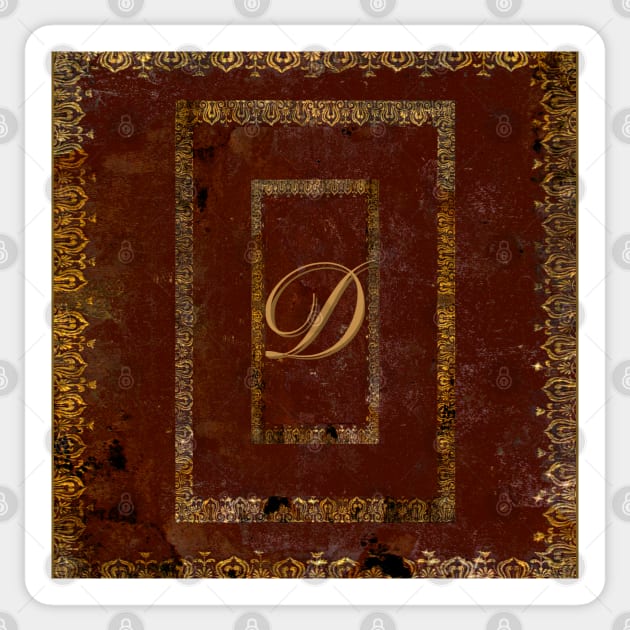 Old Leather Look Book Cover Monogrammed Letter D Sticker by JoolyA